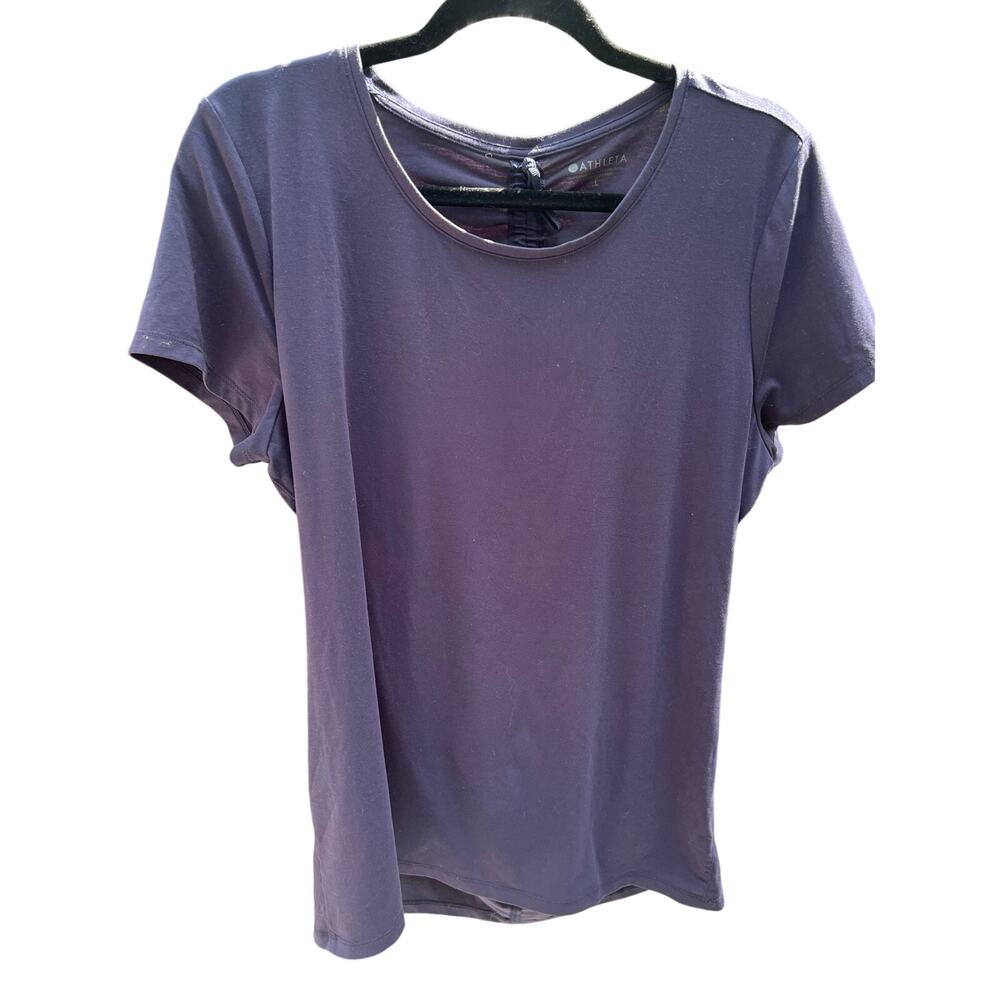 Athleta Women’s Navy Encore Short Sleeve Cinch Open Back T-Shirt Size Large Top